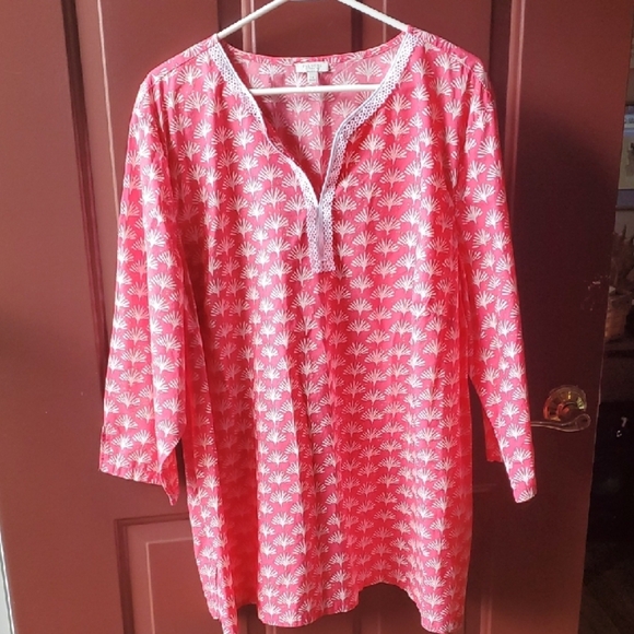 Talbots Pink With Lace Trim Tunic - Picture 1 of 9